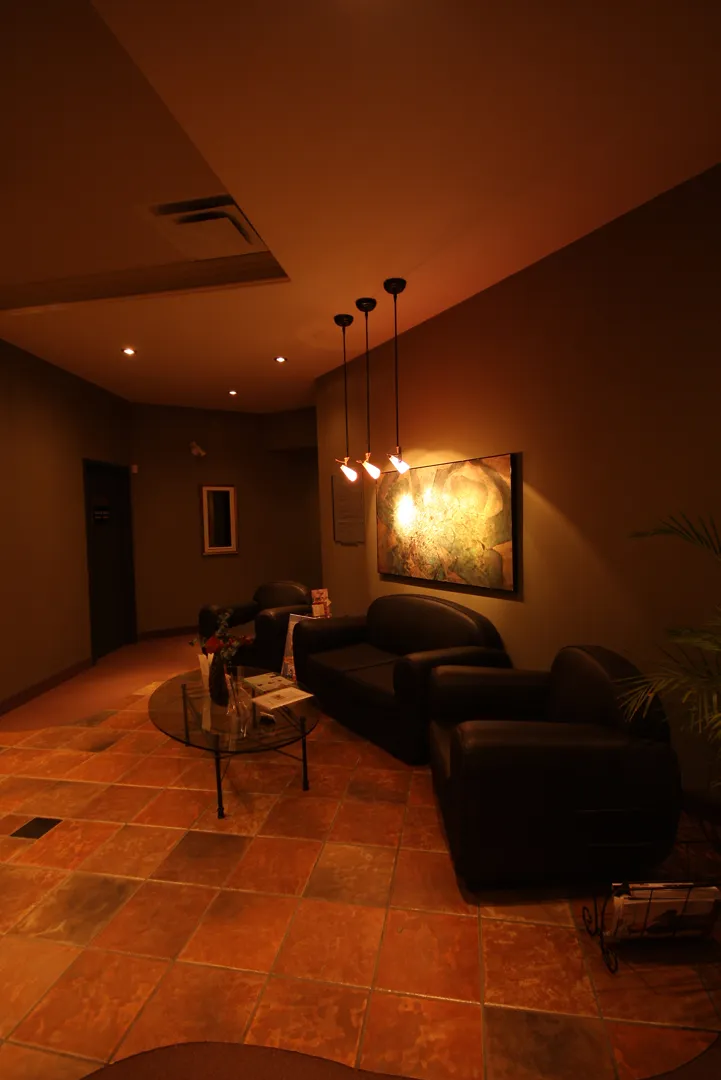 The warm waiting room of the office